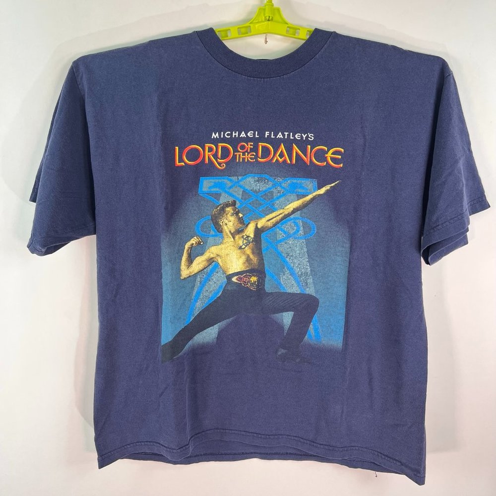Lord of The Dance Promo T Shirt Mens Size XL Blue Graphic Tour Poly Gram Tag